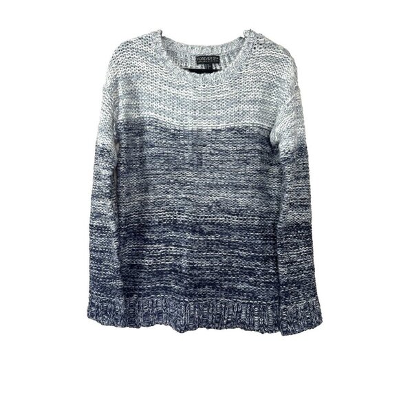 Forever 21 Sweaters - Women Fisherman Blue Marled Ombre Chunky Knit Sweater XL Coastal Boho Cozy Cabin